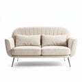 Tweekleurig stoffen bank met pluche kussens en metalen poten 180 x 90 x 85cm