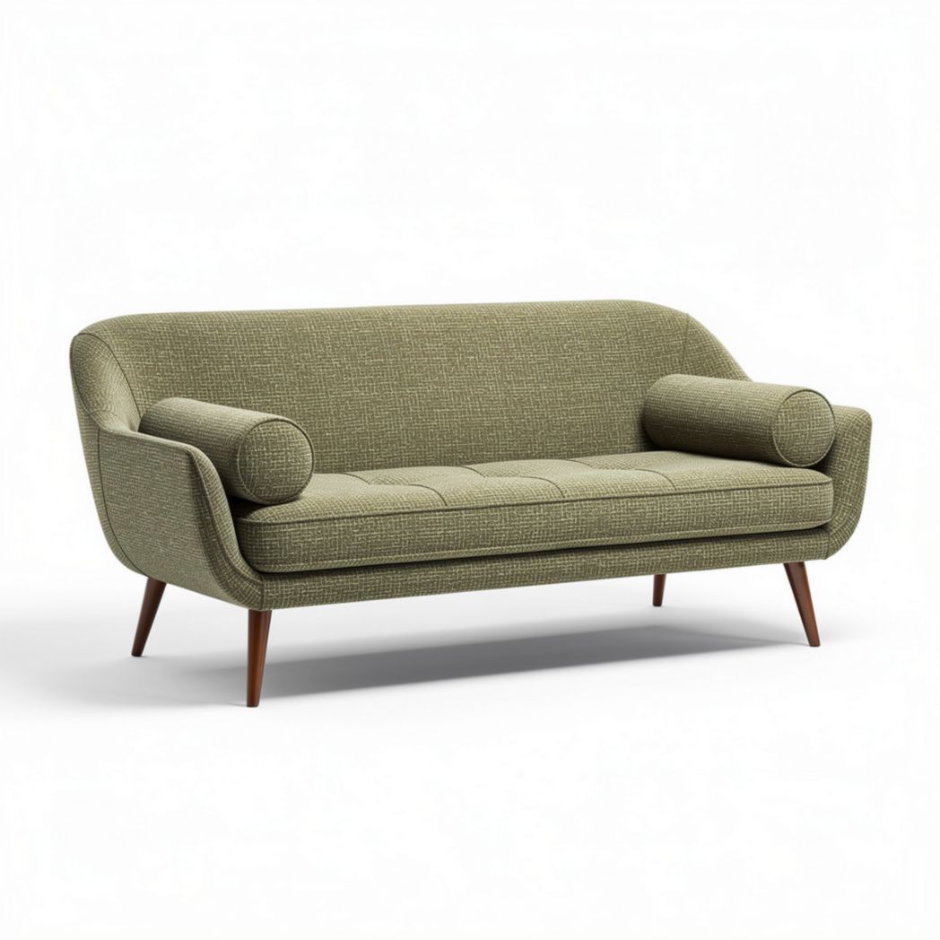 Groen stoffen bank met kussens 180 x 75 x 85cm voor woonkamer